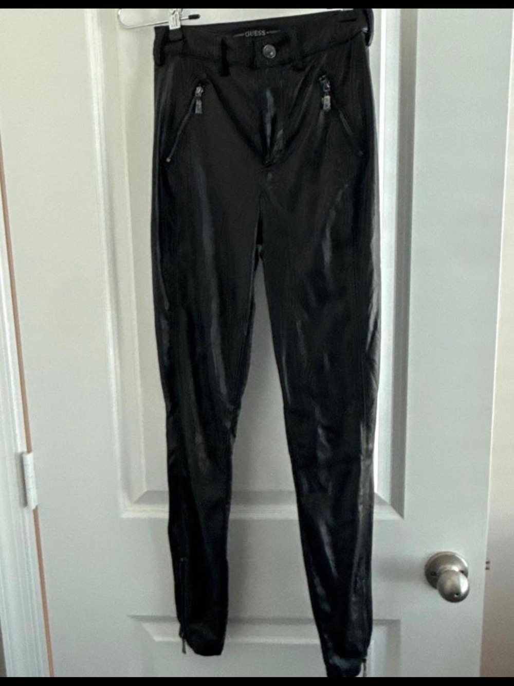 GUESS Black Straight-Leg Faux Leather Pants